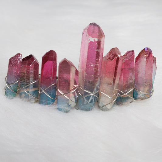 Pink/Blue Glass Crystal hair clip