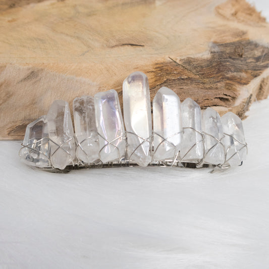 White Glass Crystal hair clip